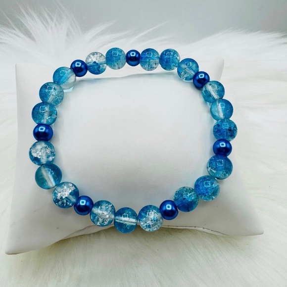 Gradient Glass Beaded Bracelet Style A Blue - Picture 1 of 6
